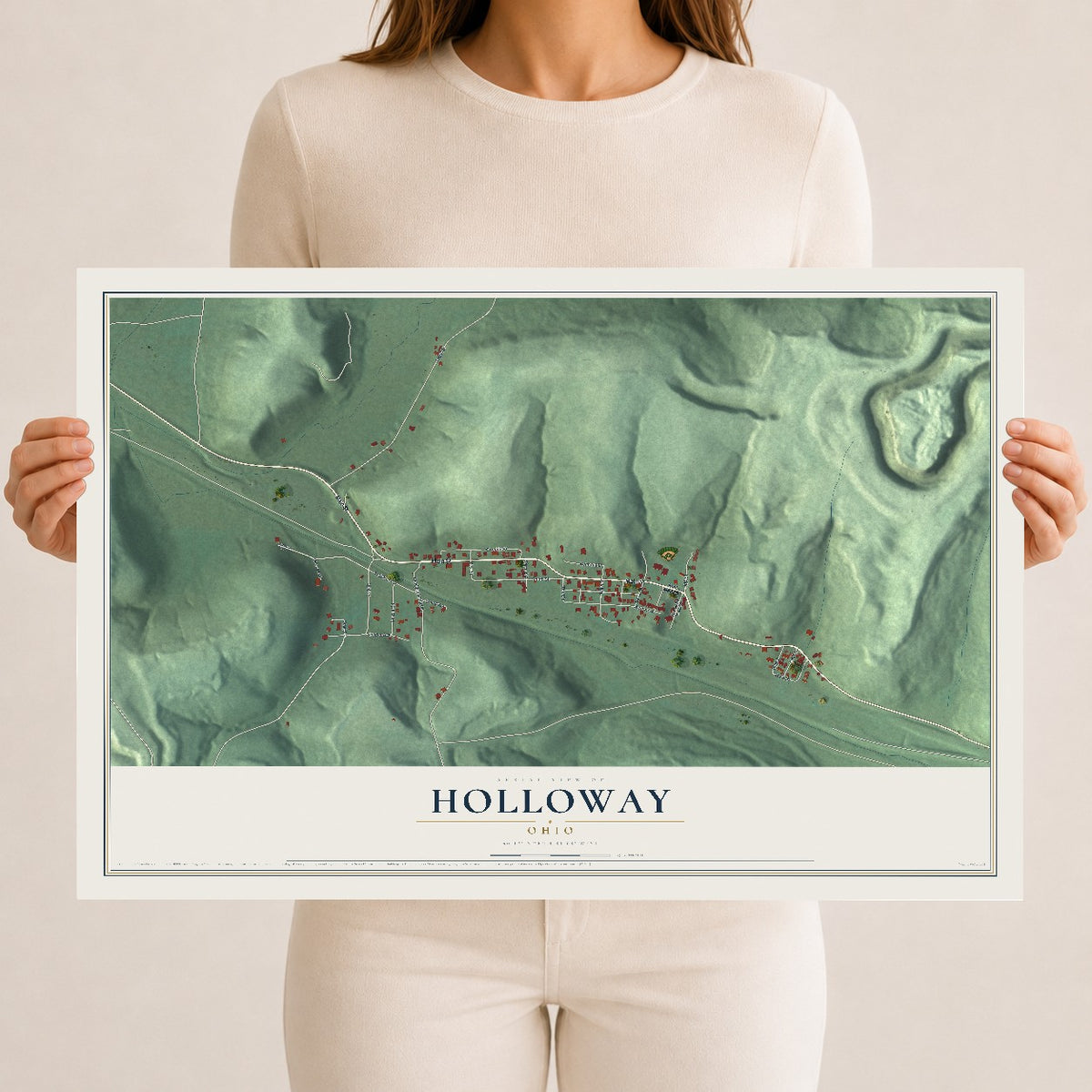 Map of Holloway, Ohio, 12 x 18 inch unframed archival matte print