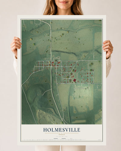 Map of Holmesville, Ohio, 24 x 36 inch unframed archival matte print