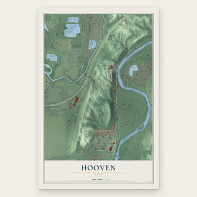Hooven, Ohio map print, the full design