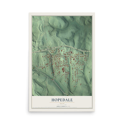 Map of Hopedale, Ohio, 12 x 18 inch unframed archival matte print