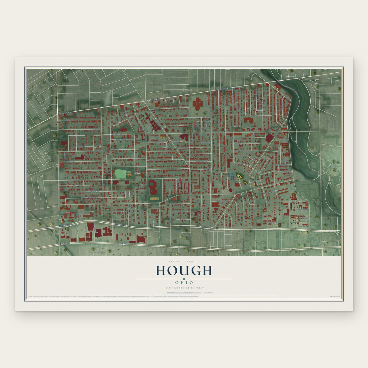 Hough, Ohio map print, the full design