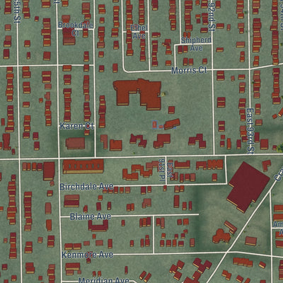 Close-up of the map of Hough, Ohio print showing street and building detail