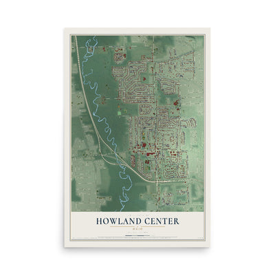 Map of Howland Center, Ohio, 12 x 18 inch unframed archival matte print
