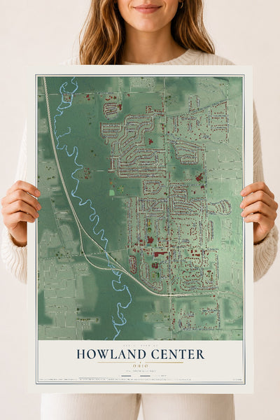 Map of Howland Center, Ohio, 18 x 24 inch unframed archival matte print