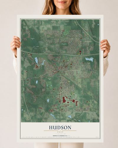 Map of Hudson, Ohio, 24 x 36 inch unframed archival matte print