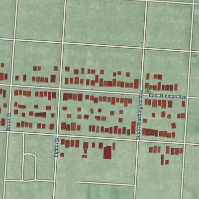 Close-up of the map of Hungarian Village, Ohio print showing street and building detail