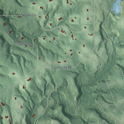 Close-up of the map of Hunting Valley, Ohio print showing street and building detail