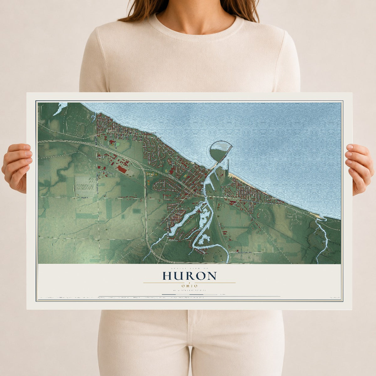 Map of Huron, Ohio, 12 x 18 inch unframed archival matte print