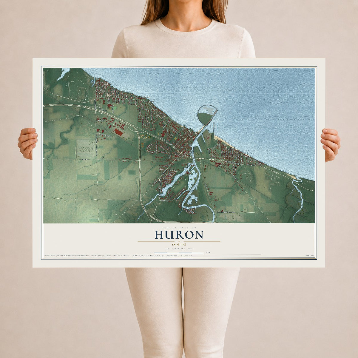 Map of Huron, Ohio, 24 x 36 inch unframed archival matte print