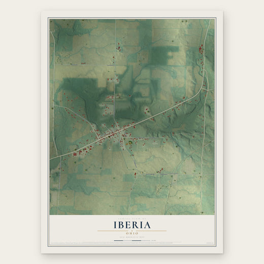 Iberia, Ohio map print, the full design
