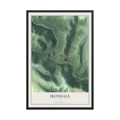 Map of Irondale, Ohio, 12 x 18 inch print in a black wood frame