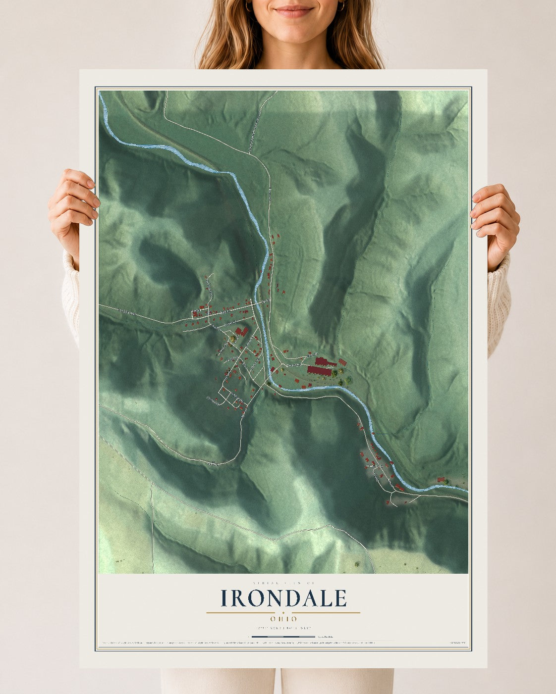 Map of Irondale, Ohio, 24 x 36 inch unframed archival matte print