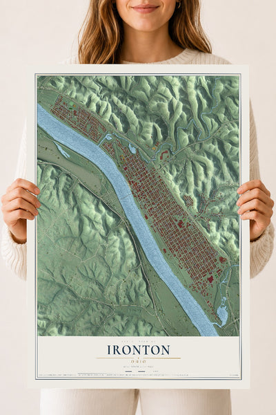 Map of Ironton, Ohio, 18 x 24 inch unframed archival matte print