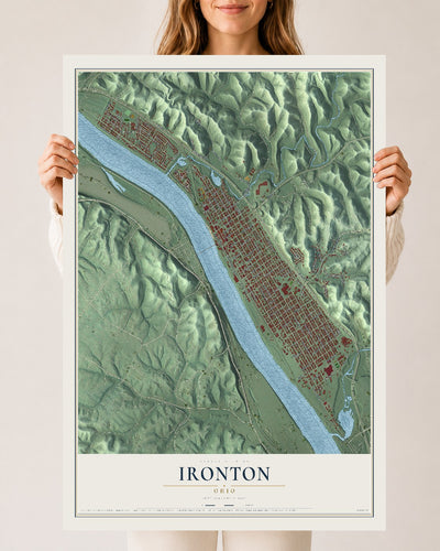 Map of Ironton, Ohio, 24 x 36 inch unframed archival matte print