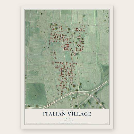 Italian Village, Ohio map print, the full design