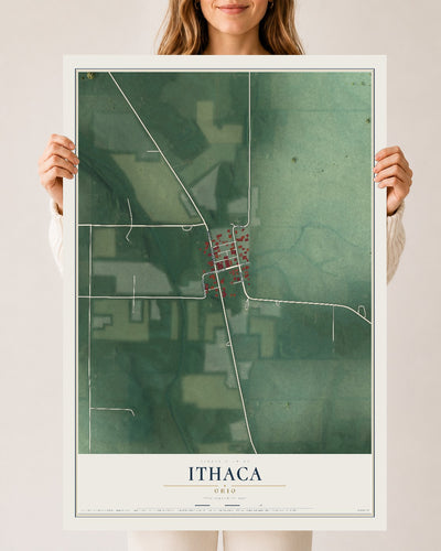 Map of Ithaca, Ohio, 24 x 36 inch unframed archival matte print