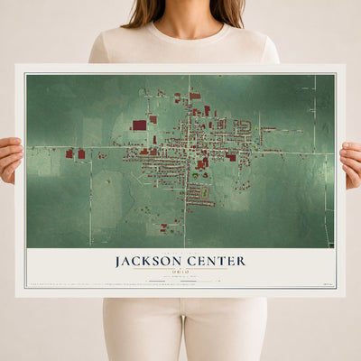 Map of Jackson Center, Ohio, 18 x 24 inch unframed archival matte print