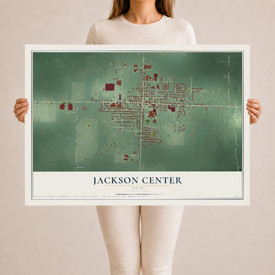 Map of Jackson Center, Ohio, 24 x 36 inch unframed archival matte print