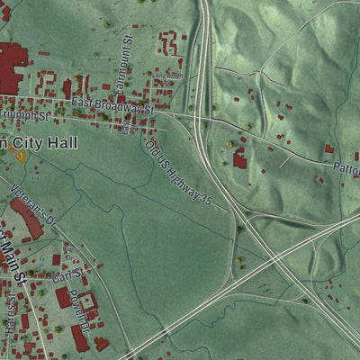 Second close-up of the map of Jackson, Ohio print showing more streets and buildings