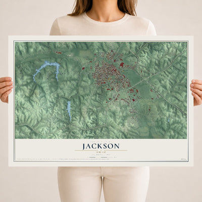Map of Jackson, Ohio, 18 x 24 inch unframed archival matte print