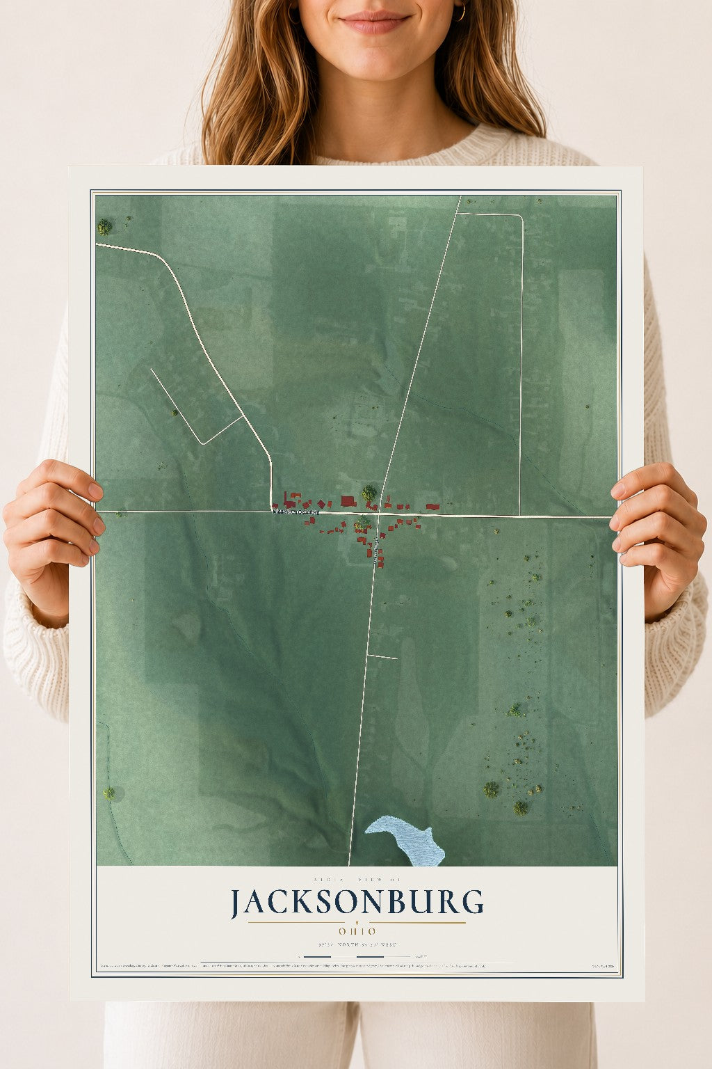 Map of Jacksonburg, Ohio, 18 x 24 inch unframed archival matte print