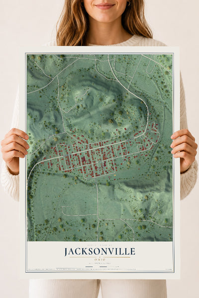 Map of Jacksonville, Ohio, 18 x 24 inch unframed archival matte print