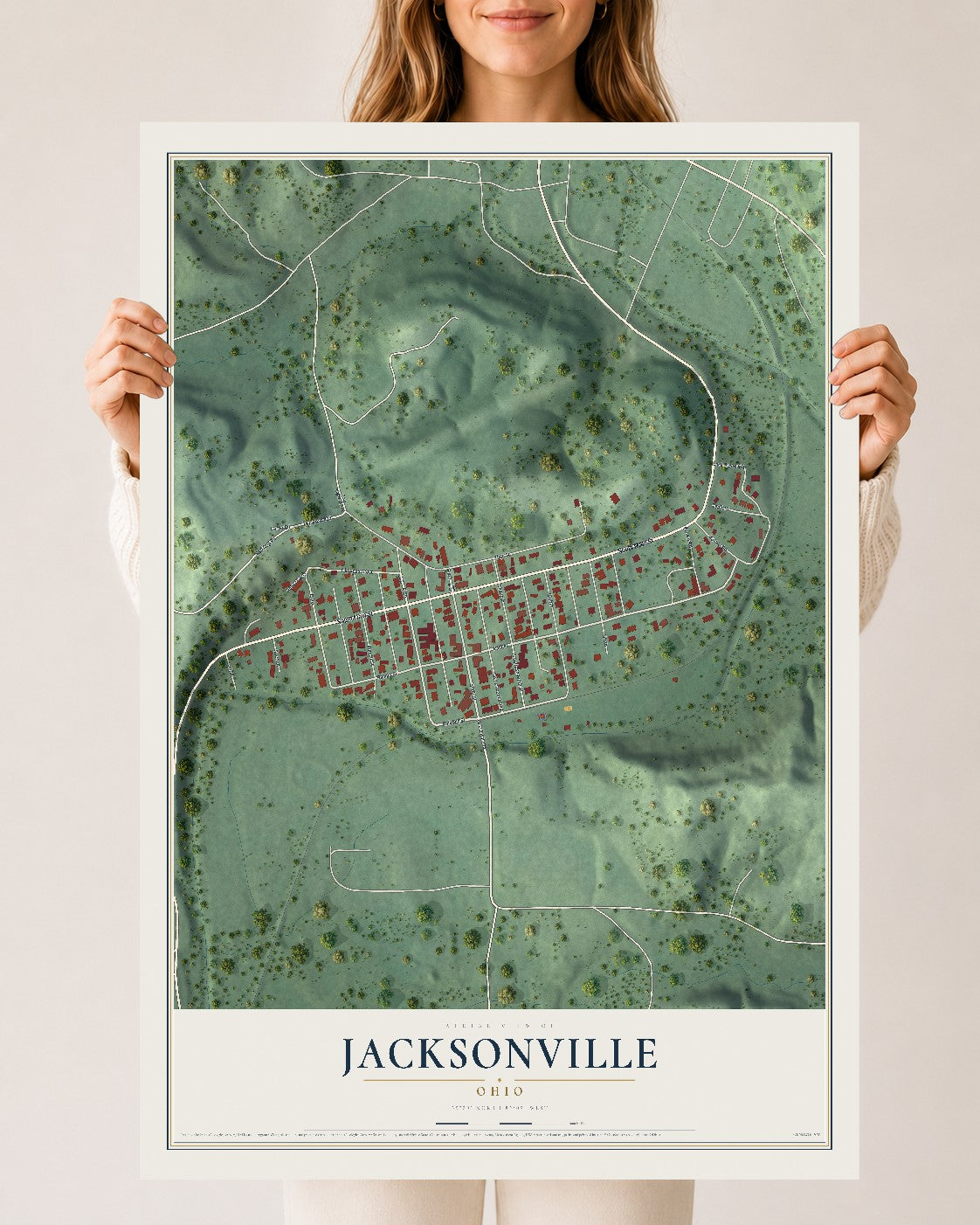 Map of Jacksonville, Ohio, 24 x 36 inch unframed archival matte print
