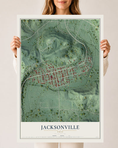 Map of Jacksonville, Ohio, 24 x 36 inch unframed archival matte print