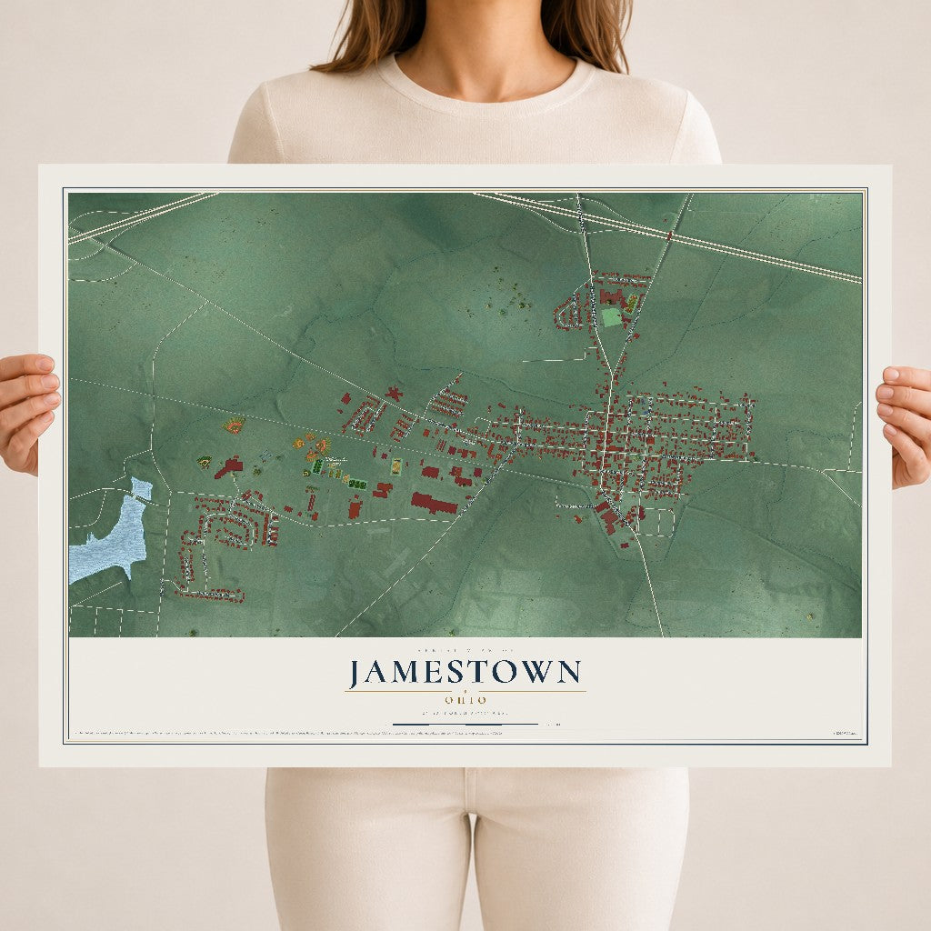 Map of Jamestown, Ohio, 18 x 24 inch unframed archival matte print