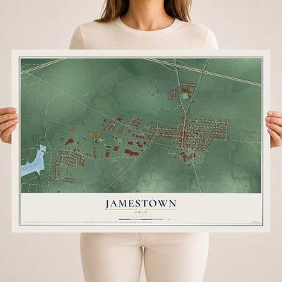 Map of Jamestown, Ohio, 18 x 24 inch unframed archival matte print