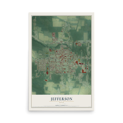 Map of Jefferson, Ohio, 12 x 18 inch unframed archival matte print