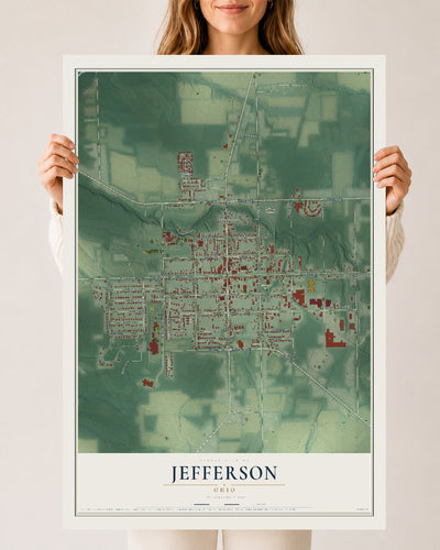 Map of Jefferson, Ohio, 24 x 36 inch unframed archival matte print