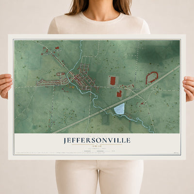 Map of Jeffersonville, Ohio, 18 x 24 inch unframed archival matte print
