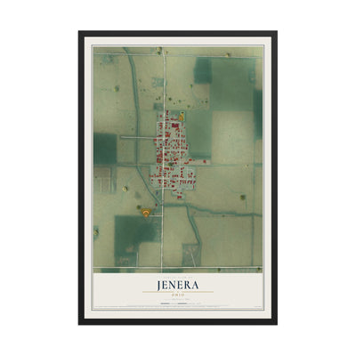 Map of Jenera, Ohio, 12 x 18 inch print in a black wood frame