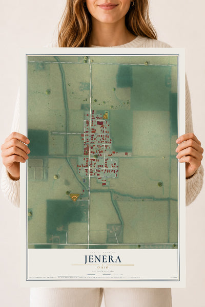 Map of Jenera, Ohio, 18 x 24 inch unframed archival matte print