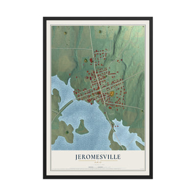 Map of Jeromesville, Ohio, 12 x 18 inch print in a black wood frame