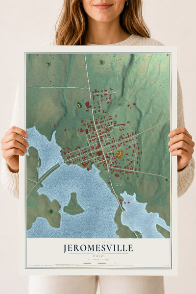 Map of Jeromesville, Ohio, 18 x 24 inch unframed archival matte print