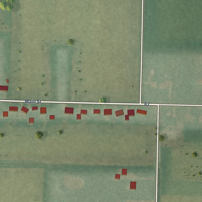 Second close-up of the map of Jerry City, Ohio print showing more streets and buildings
