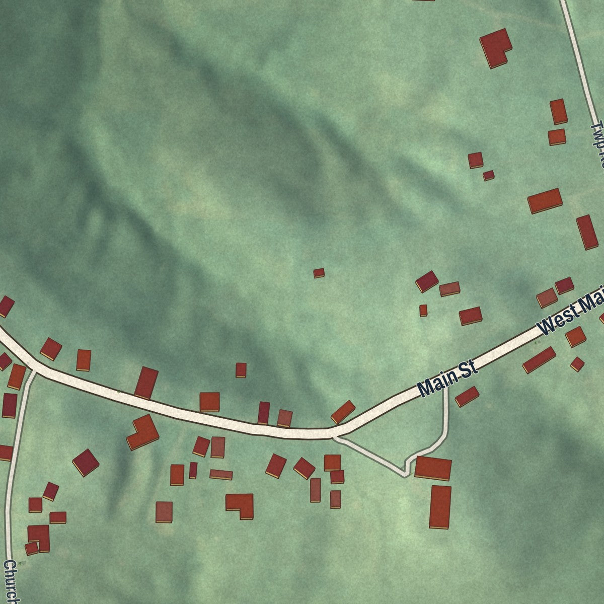 Close-up of the map of Jerusalem, Ohio print showing street and building detail