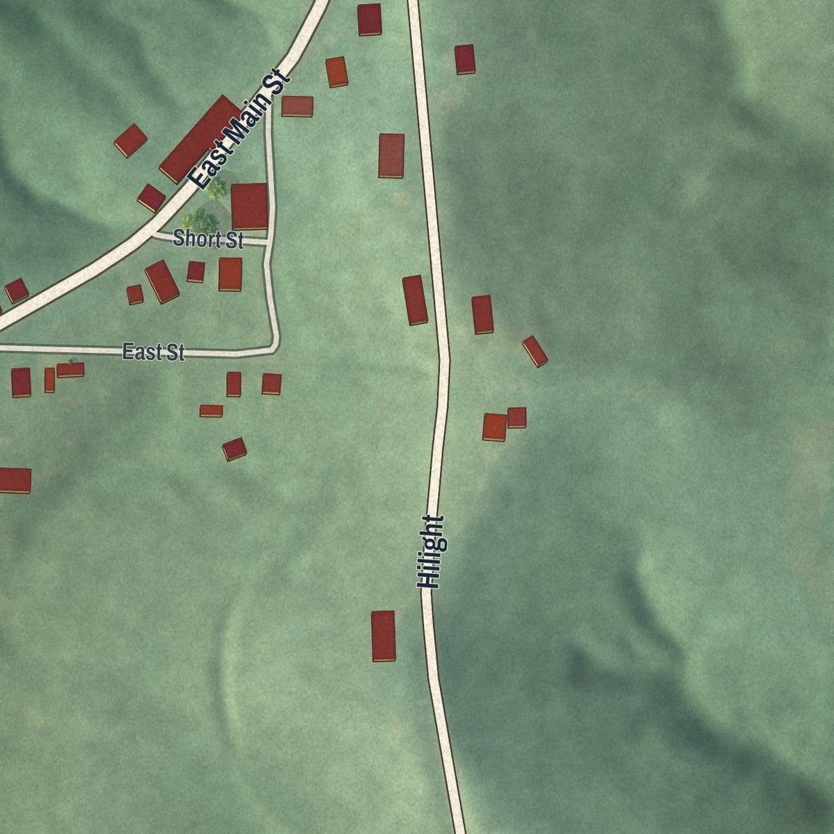 Second close-up of the map of Jerusalem, Ohio print showing more streets and buildings