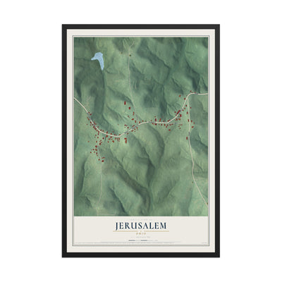 Map of Jerusalem, Ohio, 12 x 18 inch print in a black wood frame