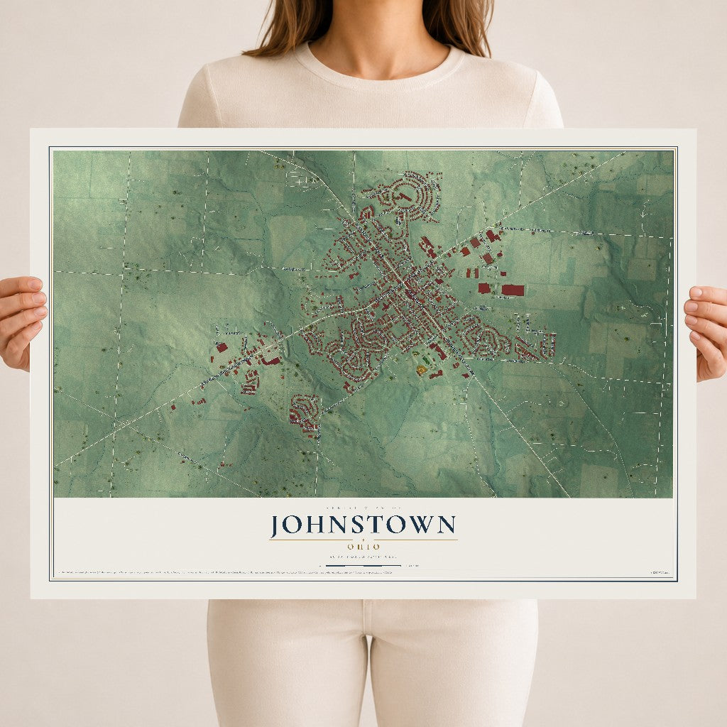 Map of Johnstown, Ohio, 18 x 24 inch unframed archival matte print