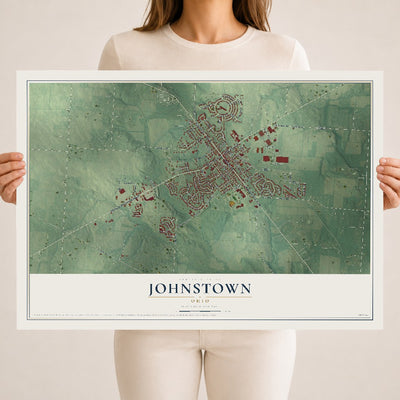 Map of Johnstown, Ohio, 18 x 24 inch unframed archival matte print