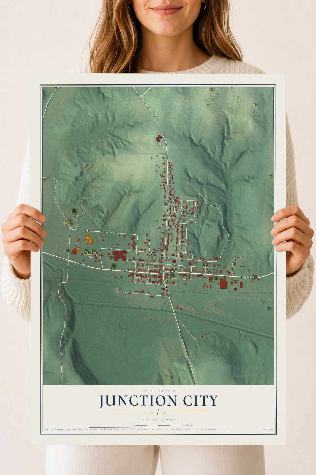 Map of Junction City, Ohio, 18 x 24 inch unframed archival matte print