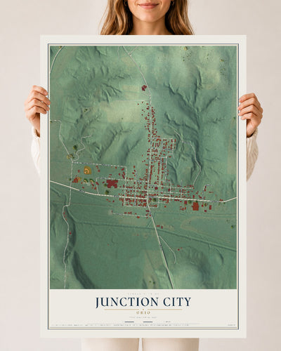 Map of Junction City, Ohio, 24 x 36 inch unframed archival matte print