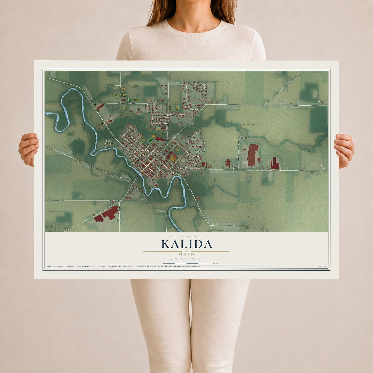 Map of Kalida, Ohio, 24 x 36 inch unframed archival matte print
