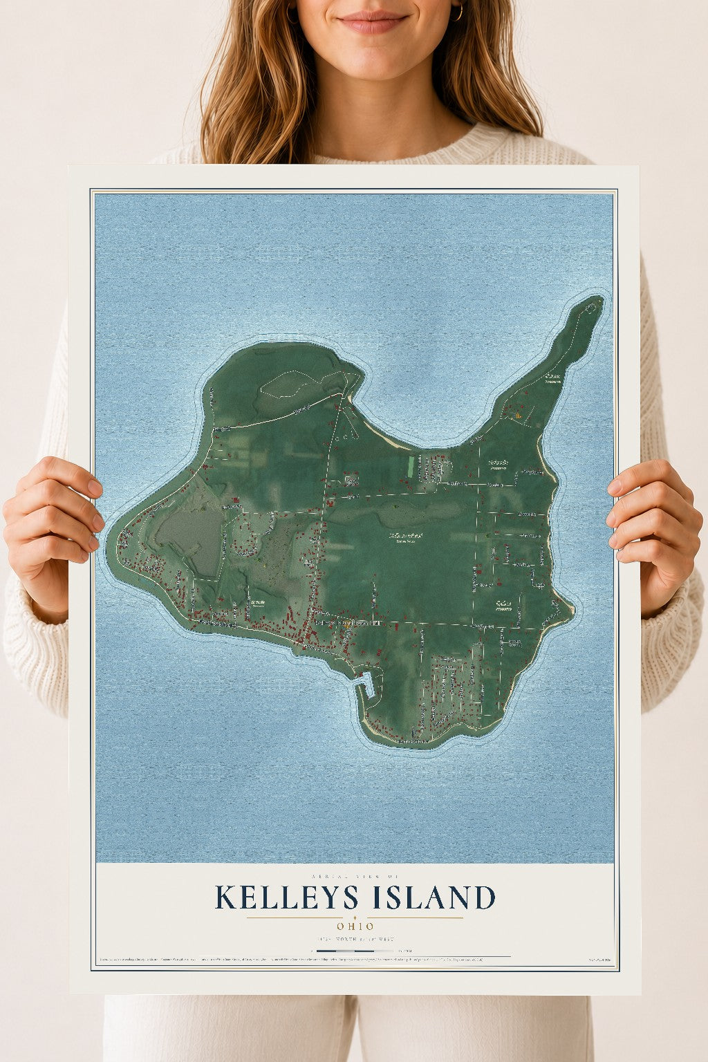 Map of Kelleys Island, Ohio, 18 x 24 inch unframed archival matte print