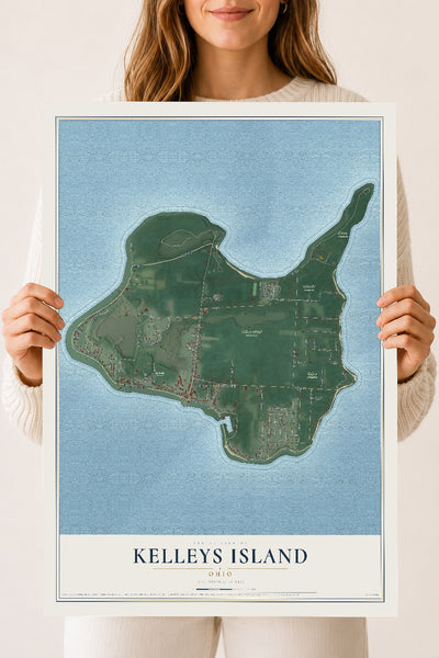 Map of Kelleys Island, Ohio, 18 x 24 inch unframed archival matte print