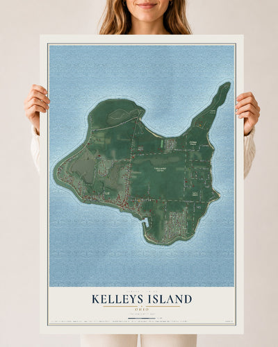 Map of Kelleys Island, Ohio, 24 x 36 inch unframed archival matte print