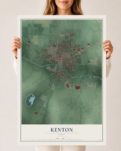 Map of Kenton, Ohio, 24 x 36 inch unframed archival matte print